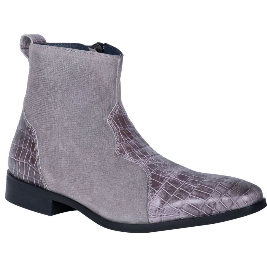 DINGO DUNN LEATHER BOOT-GREY - Click Image to Close