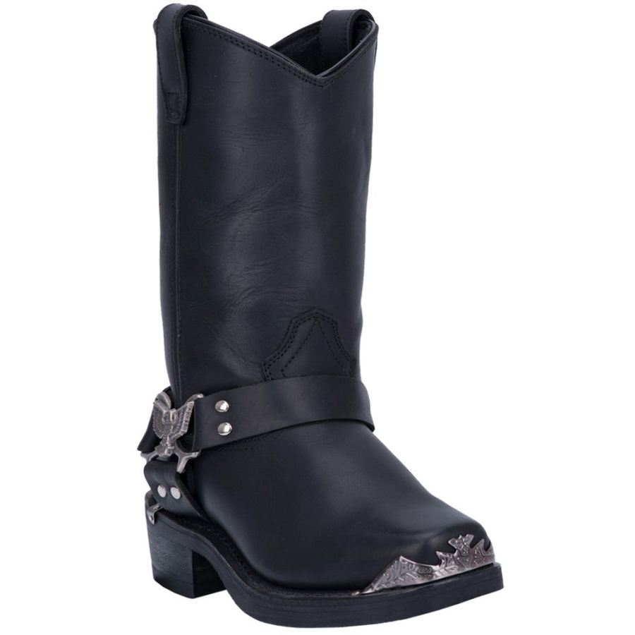DINGO CHOPPER LEATHER HARNESS BOOT-BLACK - Click Image to Close
