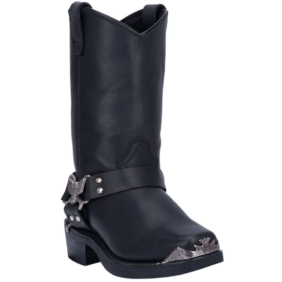 DINGO CHOPPER LEATHER HARNESS BOOT-BLACK