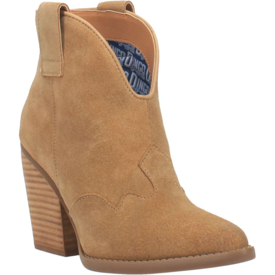 DINGO FLANNIE LEATHER BOOTIE-NATURAL - Click Image to Close