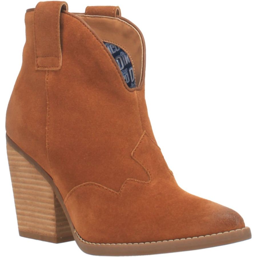 DINGO FLANNIE LEATHER BOOTIE-BROWN