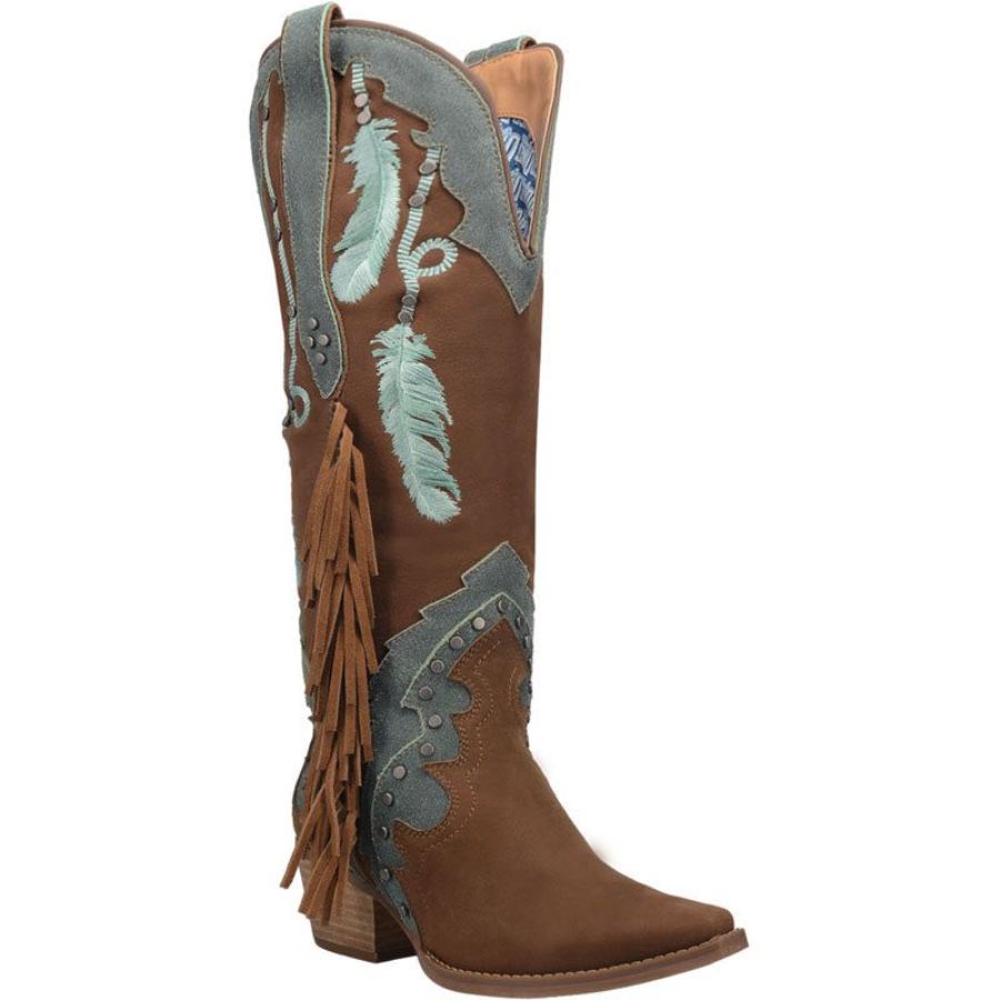 DINGO DREAM CATCHER LEATHER BOOT-BROWN BLUE - Click Image to Close