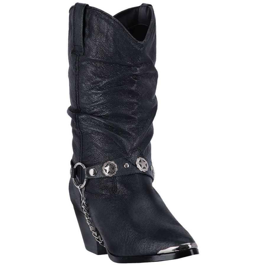 DINGO OLIVIA LEATHER BOOT-BLACK - Click Image to Close