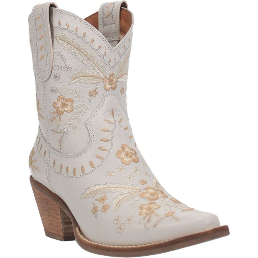 DINGO PRIMROSE LEATHER BOOTIE-WHITE - Click Image to Close