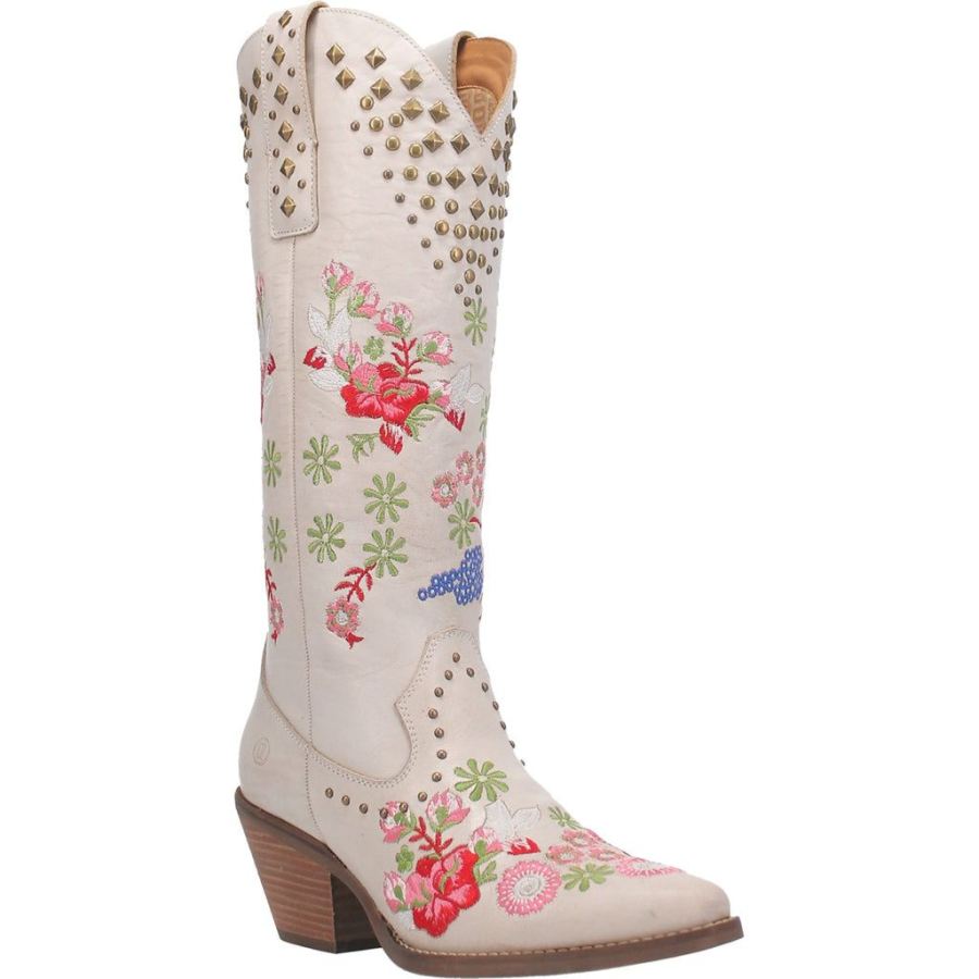 DINGO POPPY LEATHER BOOT-WHITE - Click Image to Close