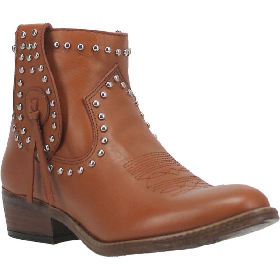 DINGO DESTRY LEATHER BOOTIE-CAMEL