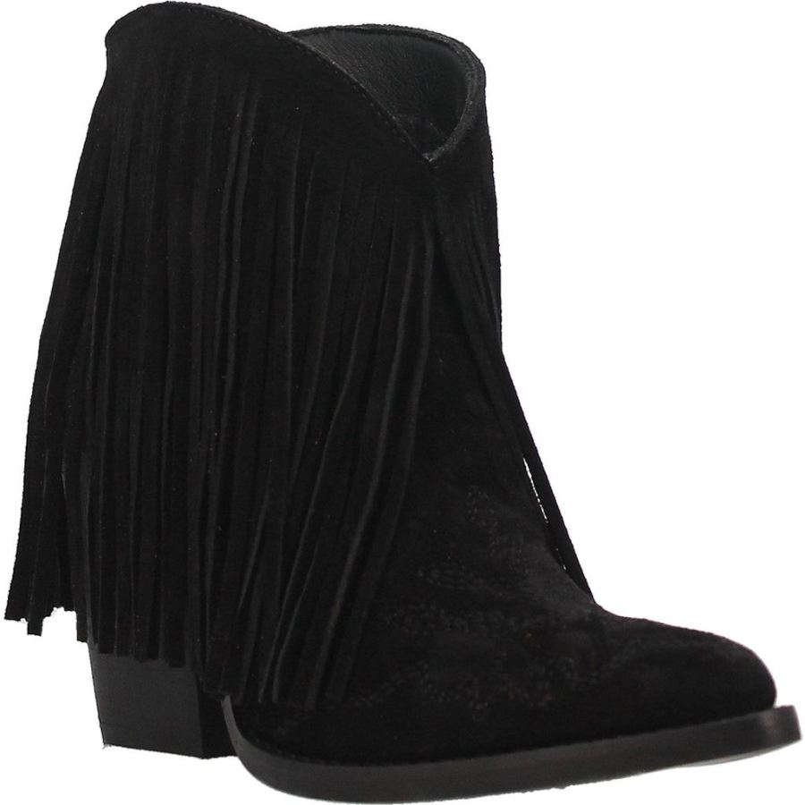 DINGO TANGLES LEATHER BOOTIE-BLACK - Click Image to Close