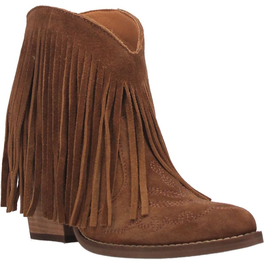 DINGO TANGLES LEATHER BOOTIE-CAMEL - Click Image to Close