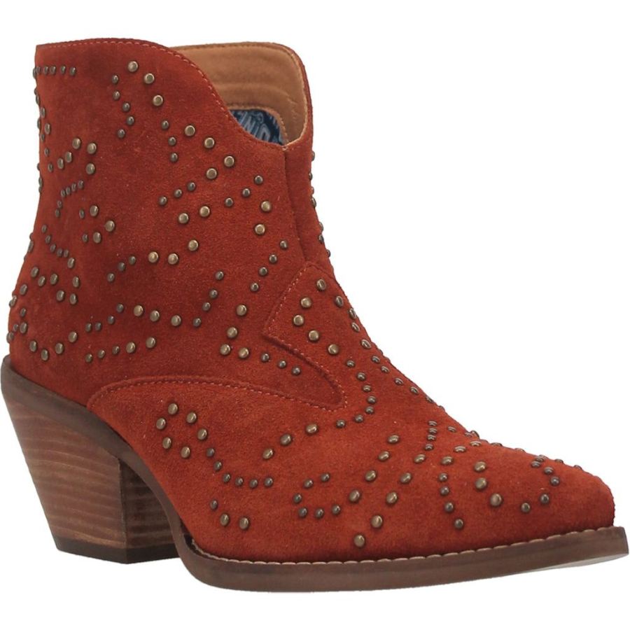 DINGO DENIM N DIAMONDS LEATHER BOOTIE-RUST - Click Image to Close