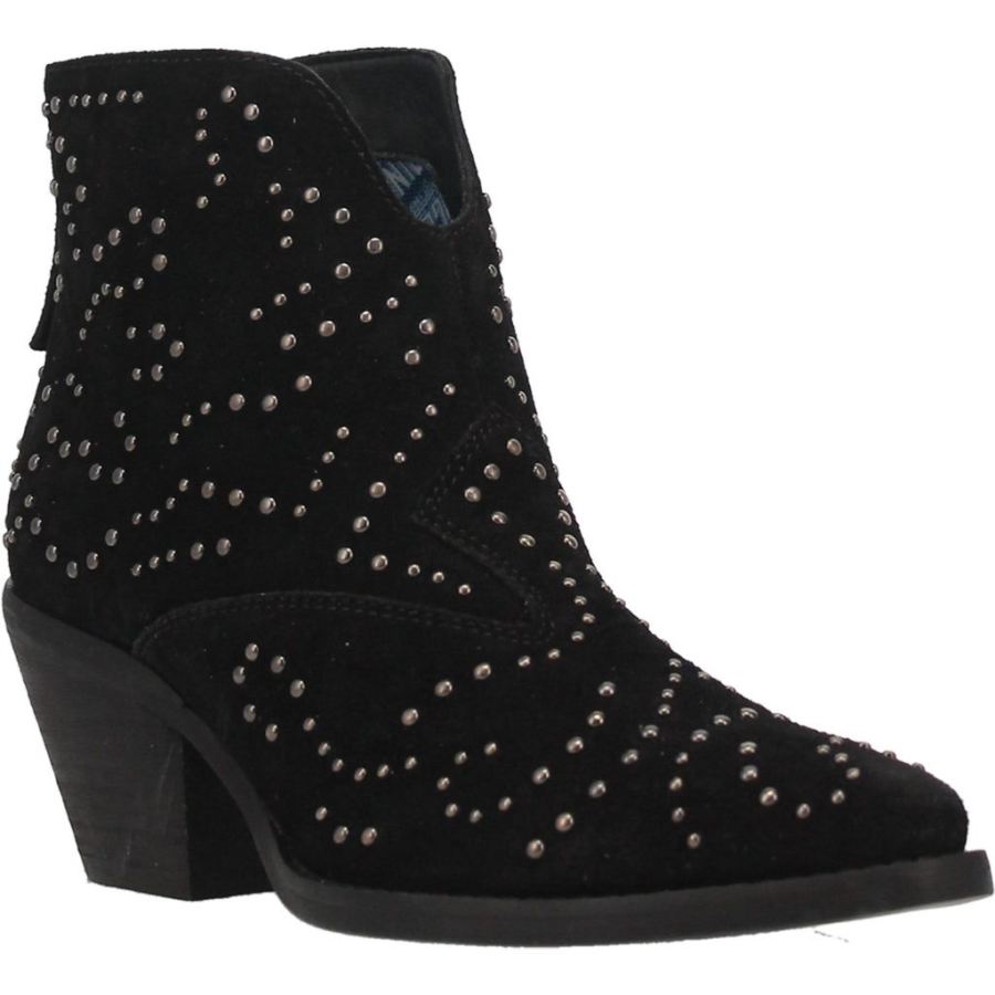 DINGO DENIM N DIAMONDS LEATHER BOOTIE-BLACK - Click Image to Close