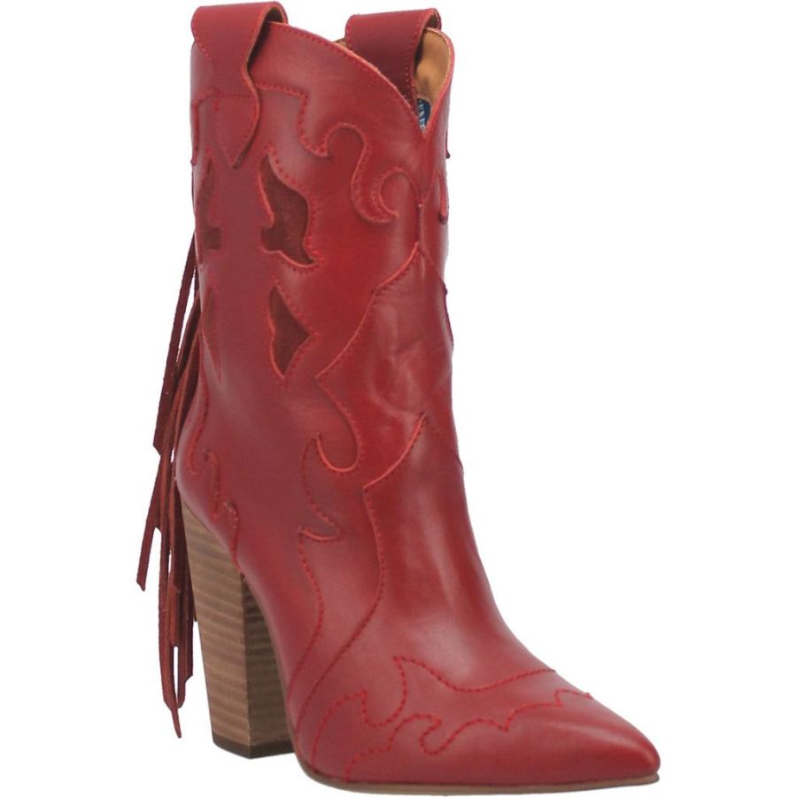 DINGO LADY'S NIGHT LEATHER BOOTIE-RED