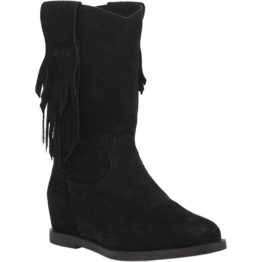 DINGO KELSEY LEATHER BOOTIE-BLACK