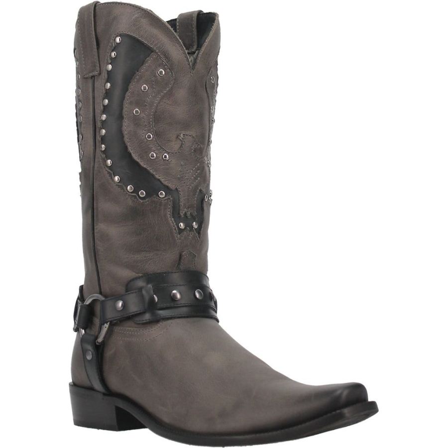 DINGO WAR EAGLE LEATHER BOOT-GREY - Click Image to Close
