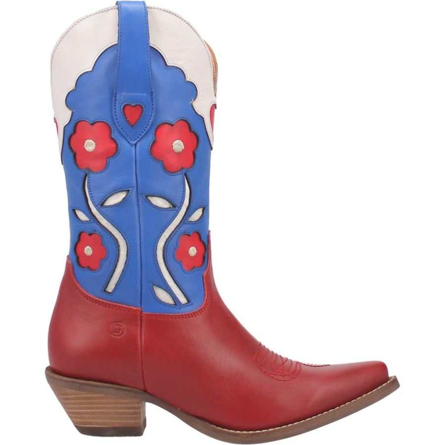 DINGO COMIN UP ROSES LEATHER BOOT-CRANBERRY