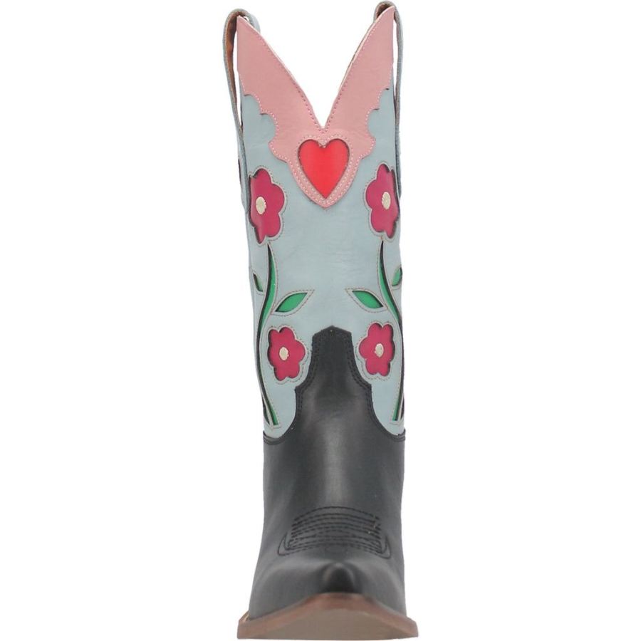 DINGO COMIN UP ROSES LEATHER BOOT-BLACK