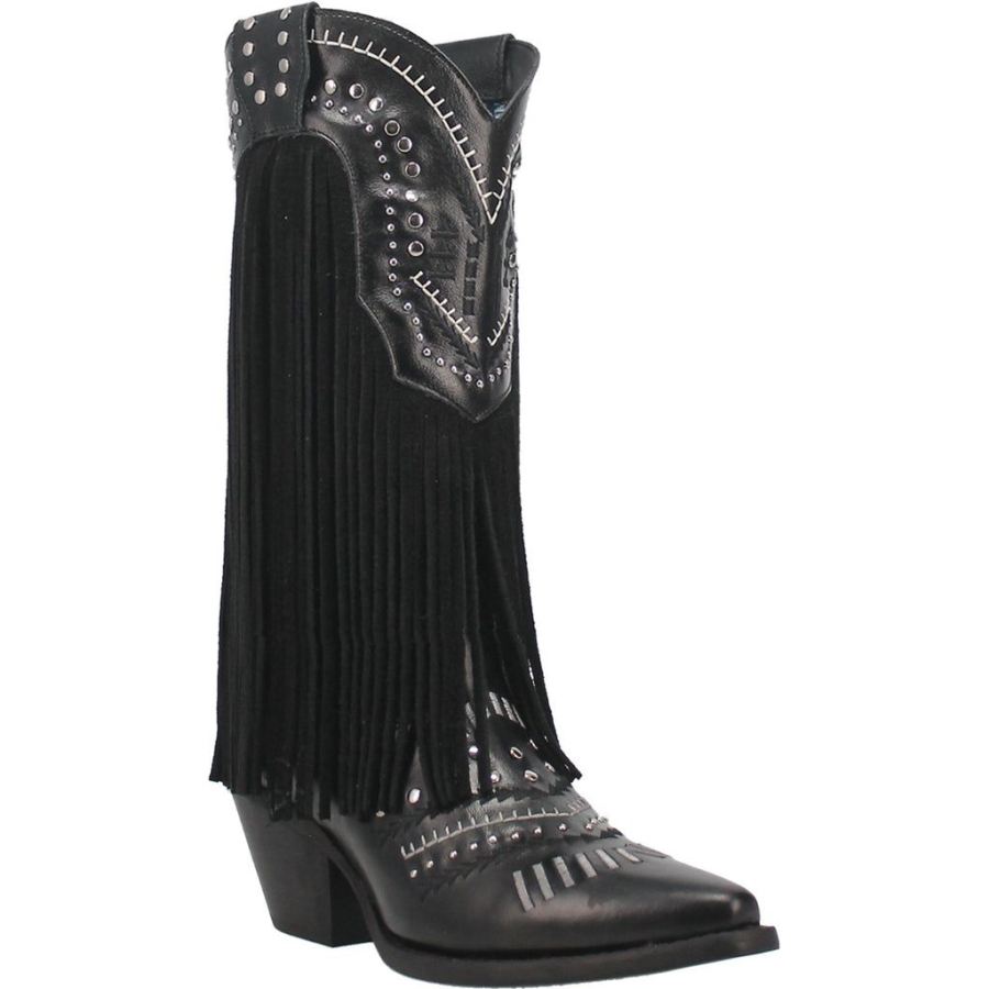 DINGO GYPSY LEATHER BOOT-BLACK METALLIC - Click Image to Close