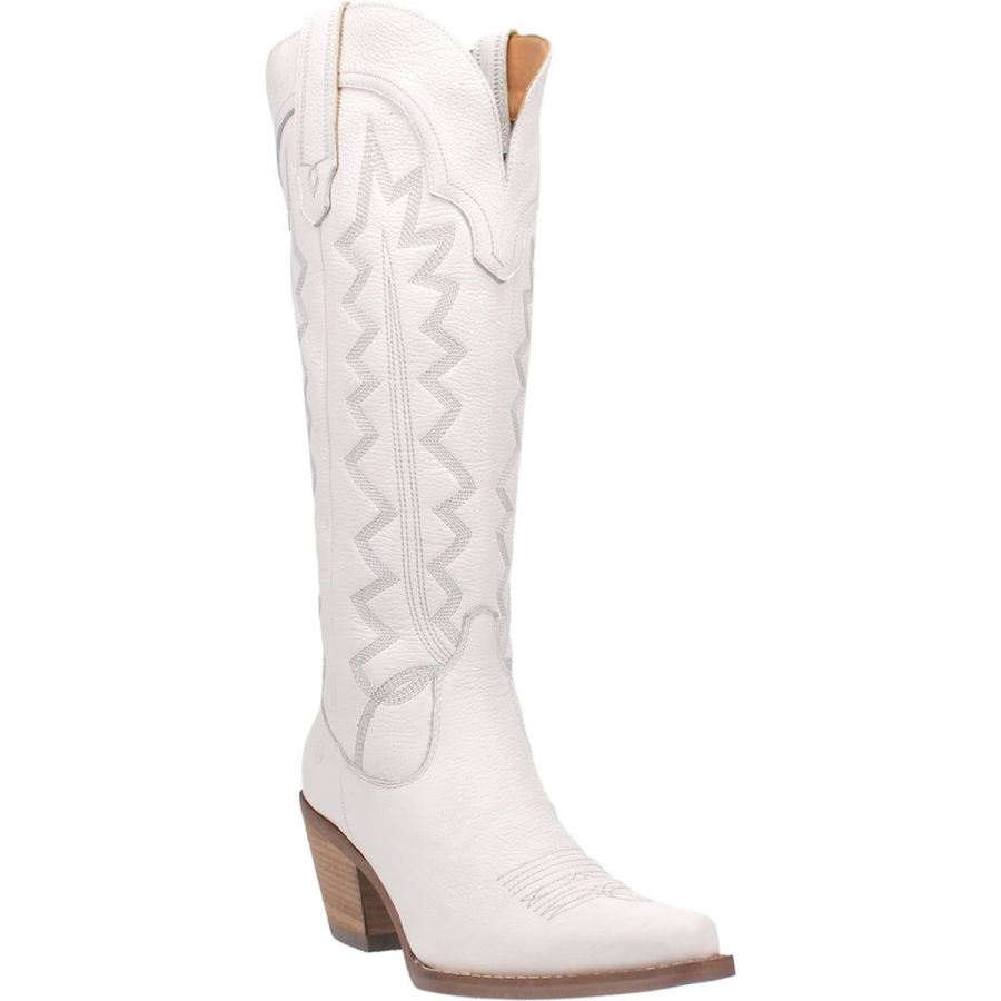 DINGO HIGH COTTON LEATHER BOOT-WHITE - Click Image to Close