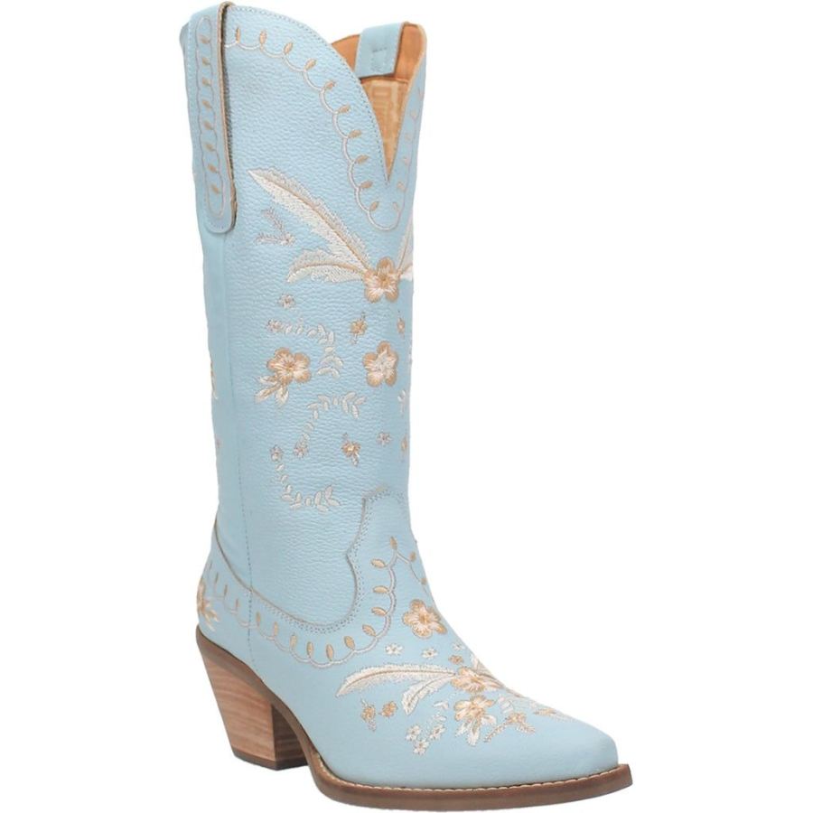 DINGO FULL BLOOM LEATHER BOOT-BLUE - Click Image to Close