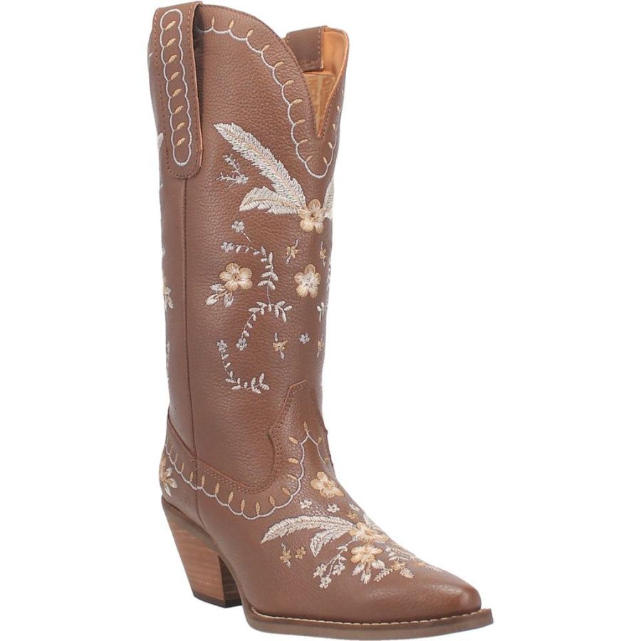 DINGO FULL BLOOM LEATHER BOOT-BROWN - Click Image to Close
