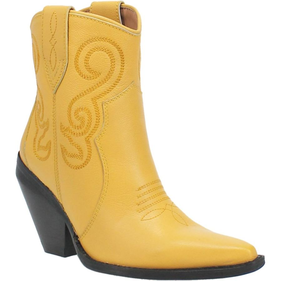 DINGO PRETTY N' PRISSY LEATHER BOOTIE-YELLOW - Click Image to Close