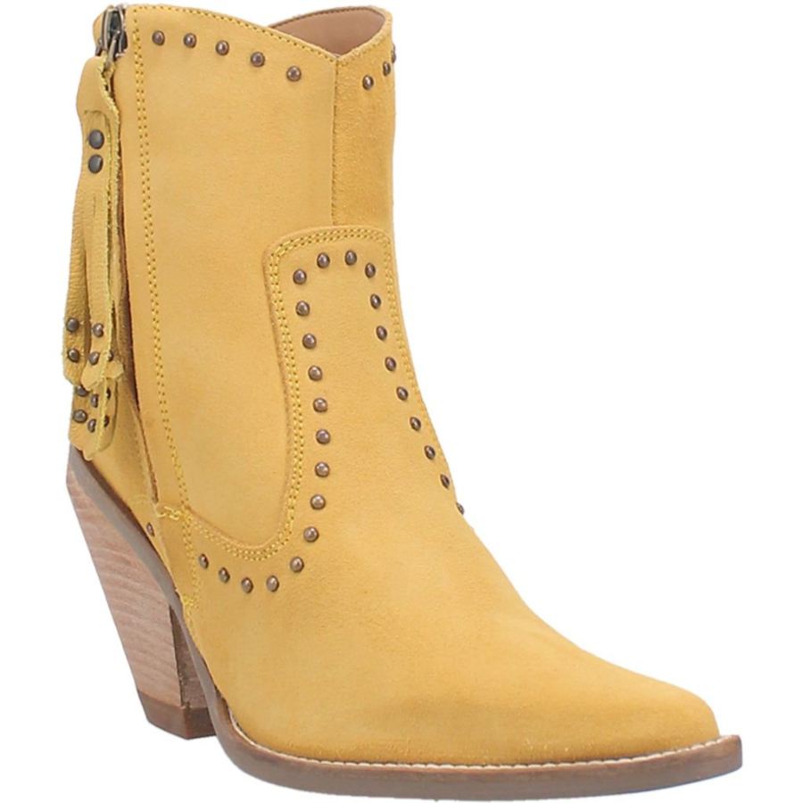 DINGO CLASSY N' SASSY LEATHER BOOTIE-YELLOW SUEDE