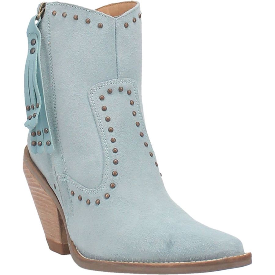 DINGO CLASSY N' SASSY LEATHER BOOTIE-BLUE SUEDE - Click Image to Close