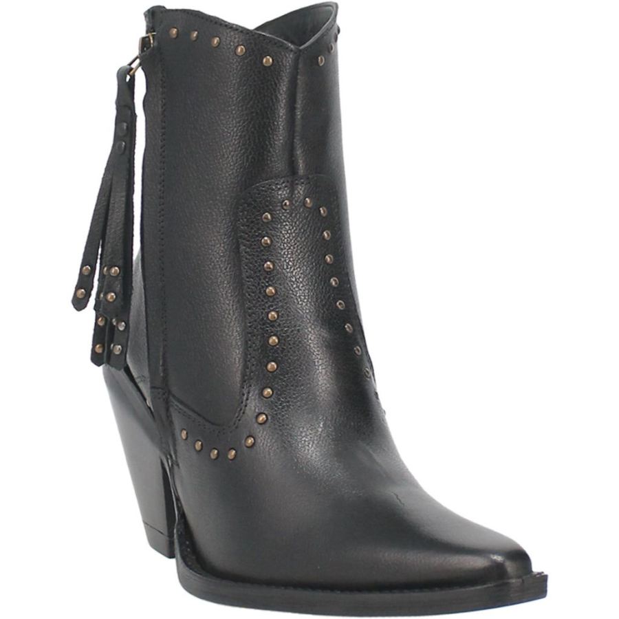 DINGO CLASSY N' SASSY LEATHER BOOTIE-BLACK - Click Image to Close