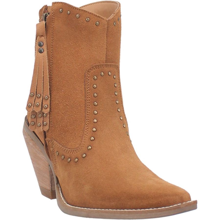 DINGO CLASSY N' SASSY LEATHER BOOTIE-CAMEL SUEDE - Click Image to Close