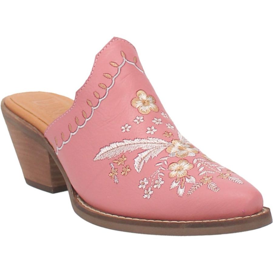 DINGO WILDFLOWER LEATHER MULE-PINK