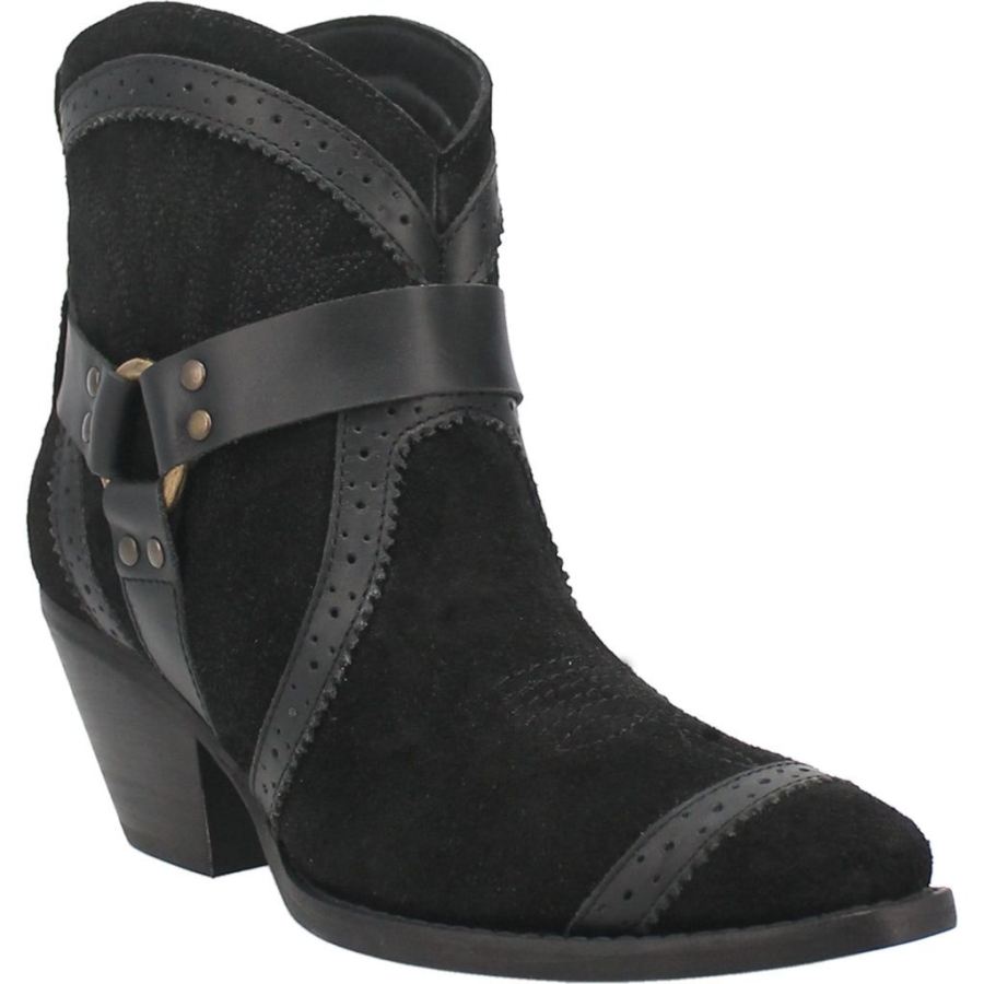 DINGO GUMMY BEAR LEATHER BOOTIE-BLACK SUEDE