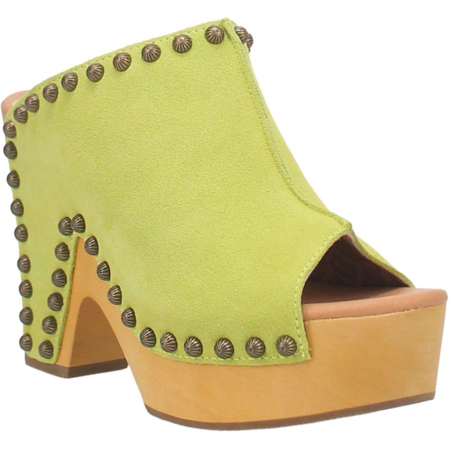 DINGO PEACE N' LOVE LEATHER CLOG-LIME